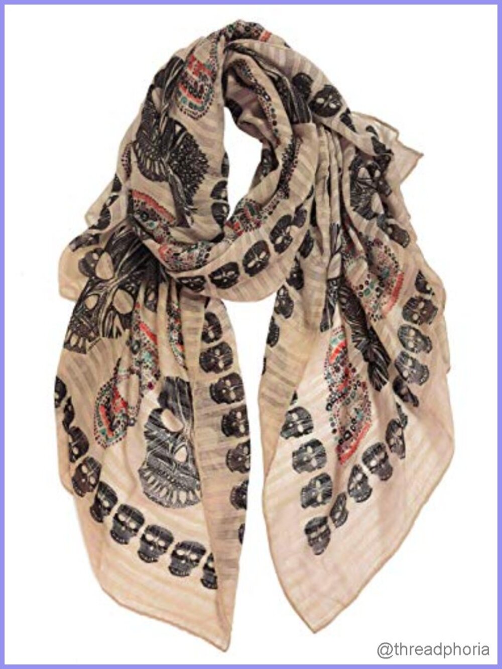 Cool Skull Scarf Large Wrap Shawl Lightweight Cotton Women Halloween Calavera